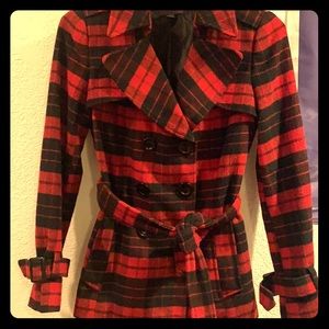 Wool plaid pea coat